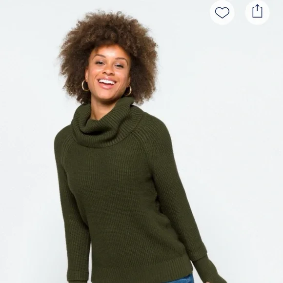 Market & Spruce Forest Green Turtleneck Sweater - Picture 3 of 8